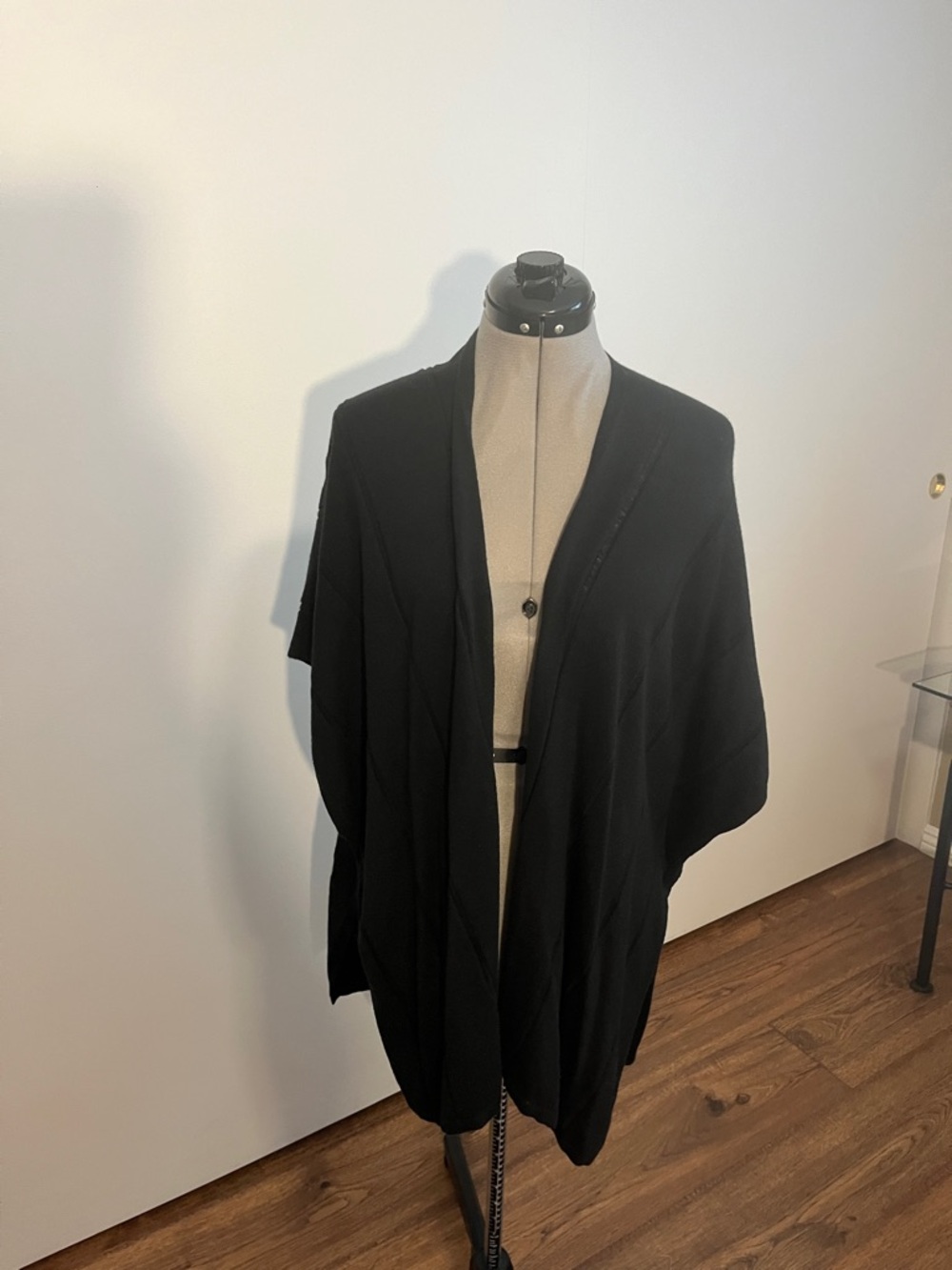 LOFT Black Open-Front Poncho Cardigan